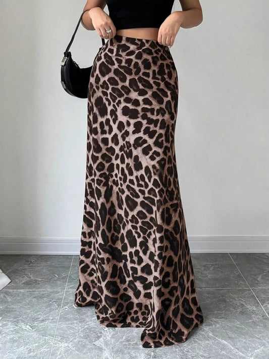 Leopard Print High-Waisted Maxi Skirt