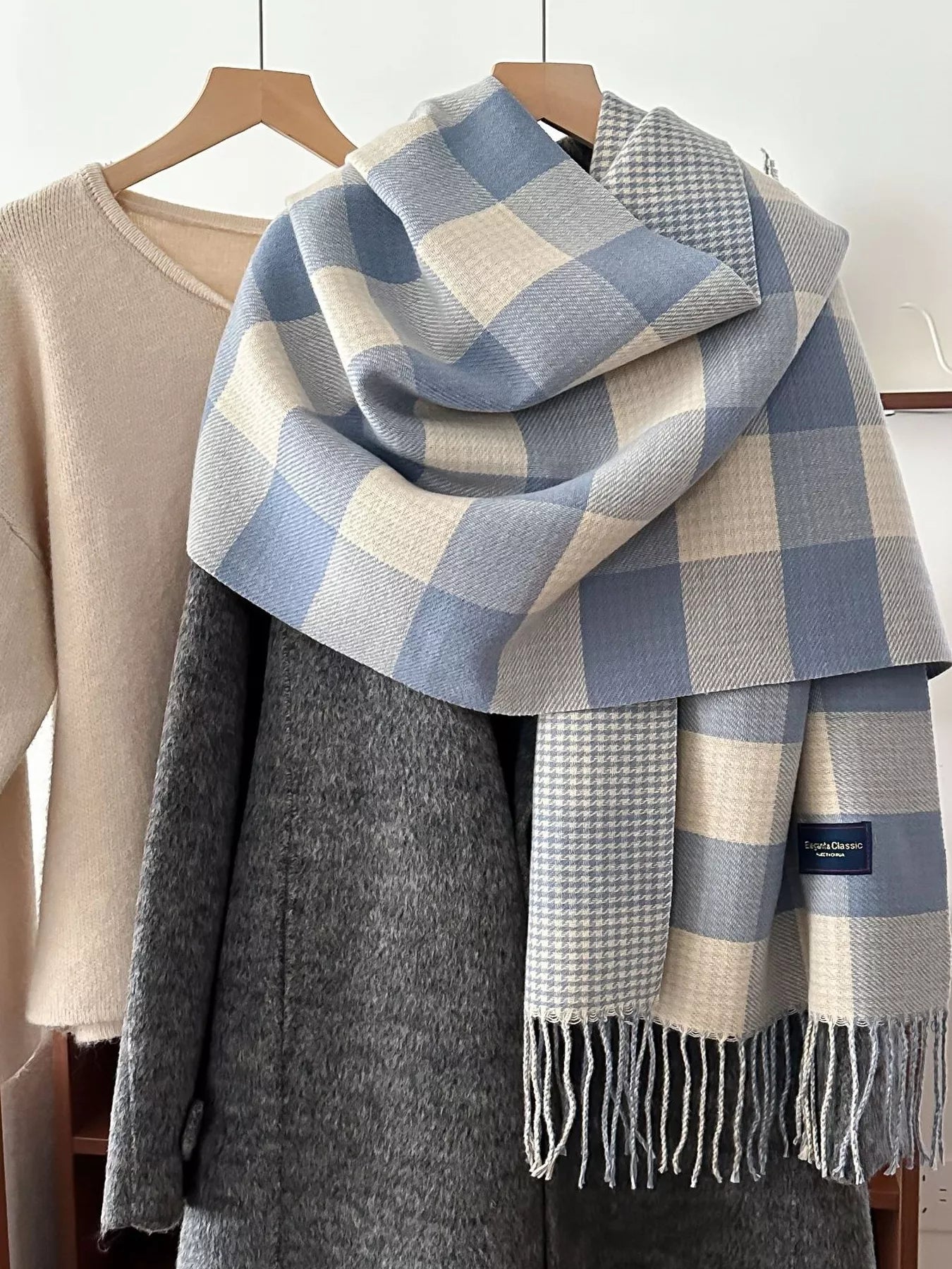 Plaid Tassel Winter Scarf