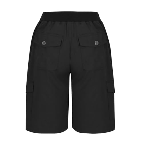 Cargo Shorts Women's Drawcord Waist Utility Hiking Bermuda Shorts with Multi Pockets Relaxed Fit Casual Summer Bottoms