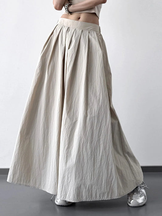 Pleated Linen Maxi Skirt