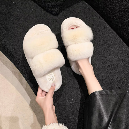 Fluffy Open Toe Slippers