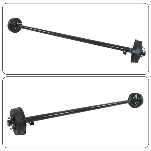 Thomletha 3500lbs Capacity Trailer Electric Brake Axle 5 Lug-4.5 inch Trailer Axle 95 inch Hub Face 80 inch Spring Center
