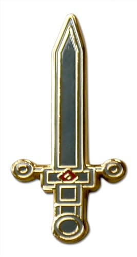 Novel Merk Sword, Shield, & Other – Medieval Armor Lapel Pin, Hat Pin & Tie Tack Set - with Clutch Back (3- Sword), Medium, White Gray Red