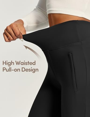 IUGA Stretchy Dress Pants Women High Waist Work Pants Business Casual Bootcut Slacks Pull On Trousers with Zipper Pockets Black