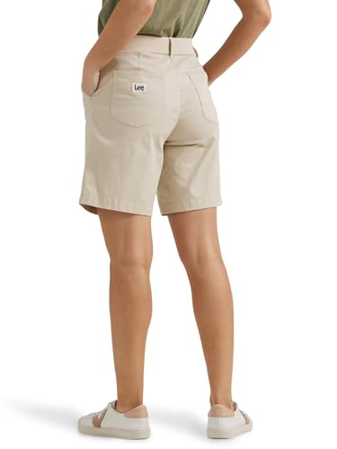 Lee Womens Ultra Lux Comfort with Flex-to-go Utility Bermuda Shorts, Greige, 6 US