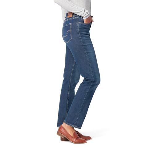 Levi Strauss Signature Gold Women's Curvy Totally Shaping Straight Jeans Mid-Rise Stretch Denim (Available in Plus Size), Jackson Square, 14 Short