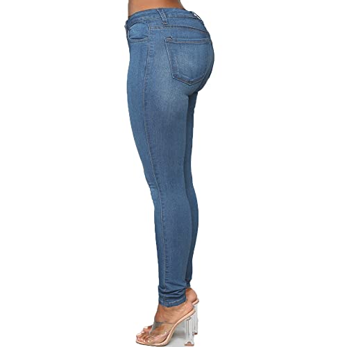 FISCLOSIN Women Classic Butt Lift Sexy Skinny Jeans,Stretch Denim Pants,Light Blue,Medium