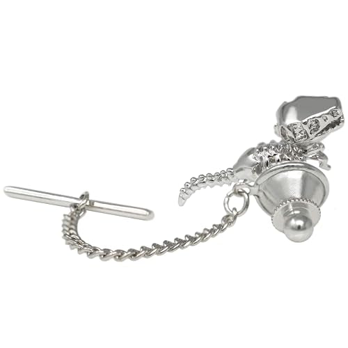 Men’s Tie Tack Tie Pin with Chain – Classic Lapel Pin Accessory for Dress Shirts, Suits & Formal Wear (Dinosaur Skeleton)