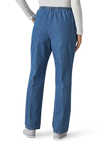 Chic Classic Collection womens Cotton Pull-on Pant With Elastic Waist Jeans, Destruction Blue Denim, 8 Petite US