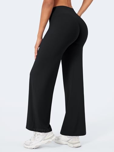 YEOREO Workout Leggings Womens No Front Seam Straight Leggings 29" High Waist Buttery Eddiy Gym Yoga Pants Black M