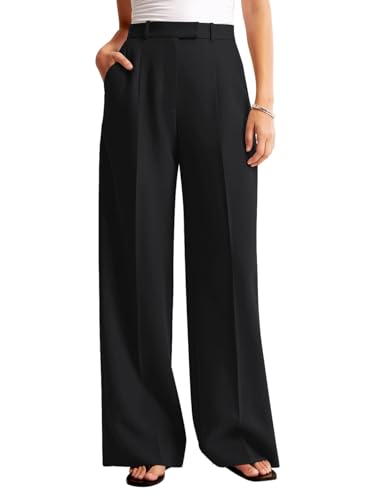 NIMIN Women Wide Leg Pants High Waisted Dressy Work Trousers Business Casual Pants 2025 Fashion Slacks Outfits with Pockets Black