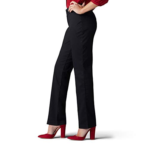 Lee Women's Wrinkle Free Relaxed Fit Straight Leg Pant, Black, 14, 46375