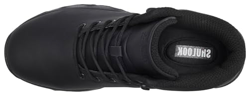 SHULOOK Non Slip Work Boots for Men Slip Resistant Shoes Waterproof Food Service Chef Kitchen Restaurant Working Boots Casual Leather Ankle Boot Outdoor Walking Booties Black Size 8.5