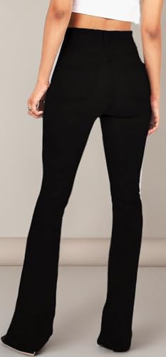 KDF Women's Black Bell Bottom Jeans for Women High Waisted Flare Bootcut Stretch Plus Size Slimming Bell Bottom Pants for Women, 8, Black