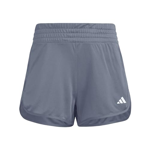 Adidas Women's Pacer Essentials Knit High-Rise Shorts, Onix/White, X-Small/5"