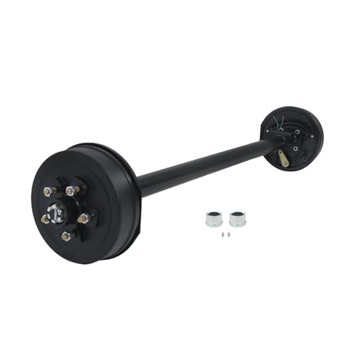 Thomletha 3500lbs Capacity Trailer Electric Brake Axle 5 Lug-4.5 inch Trailer Axle 61 inch Hub Face 46 inch Spring Center