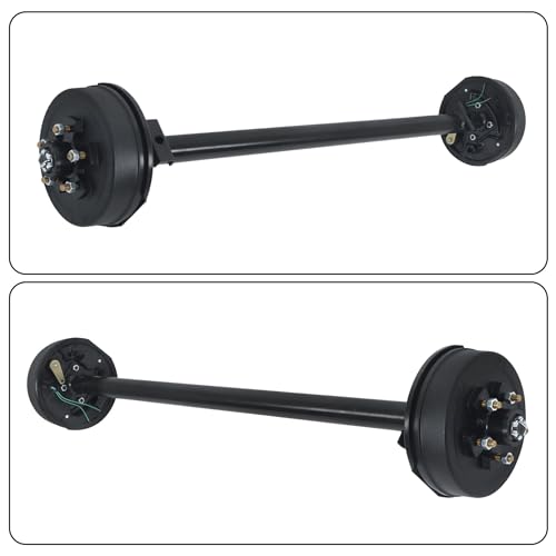 Thomletha 3500lbs Capacity Trailer Electric Brake Axle 5 Lug-4.5 inch Trailer Axle 61 inch Hub Face 46 inch Spring Center