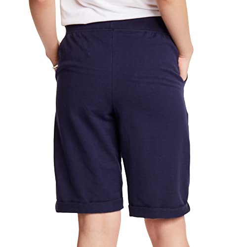 Hanes Womens French Terry Bermuda Athletic-shorts, Navy, X-Large US
