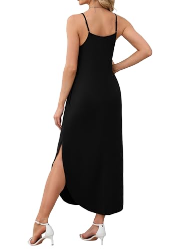 WIHOLL Black Dresses for Women Flowy Casual Maxi Spring Dress 2026 Sundresses Beach Swimsuit Midi Dresses M