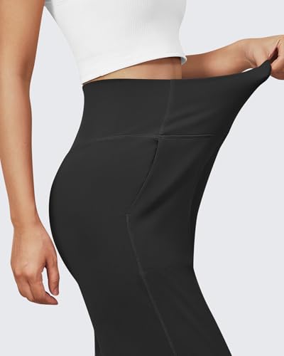 G4Free Wide Leg Pants Woman Loose Yoga Pants with Pockets Soft Comfy Casual Trousers Stretch Sweatpants (Black,M,Petite)