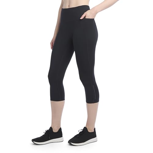 Jockey Women's Studio Reflective High Rise Capri Leggings Deep Black