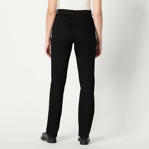 Amazon Essentials Women's High-Rise Straight Leg Jean, Black, 12