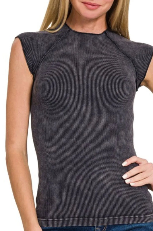 Zenana Washed Ribbed Seamless Top