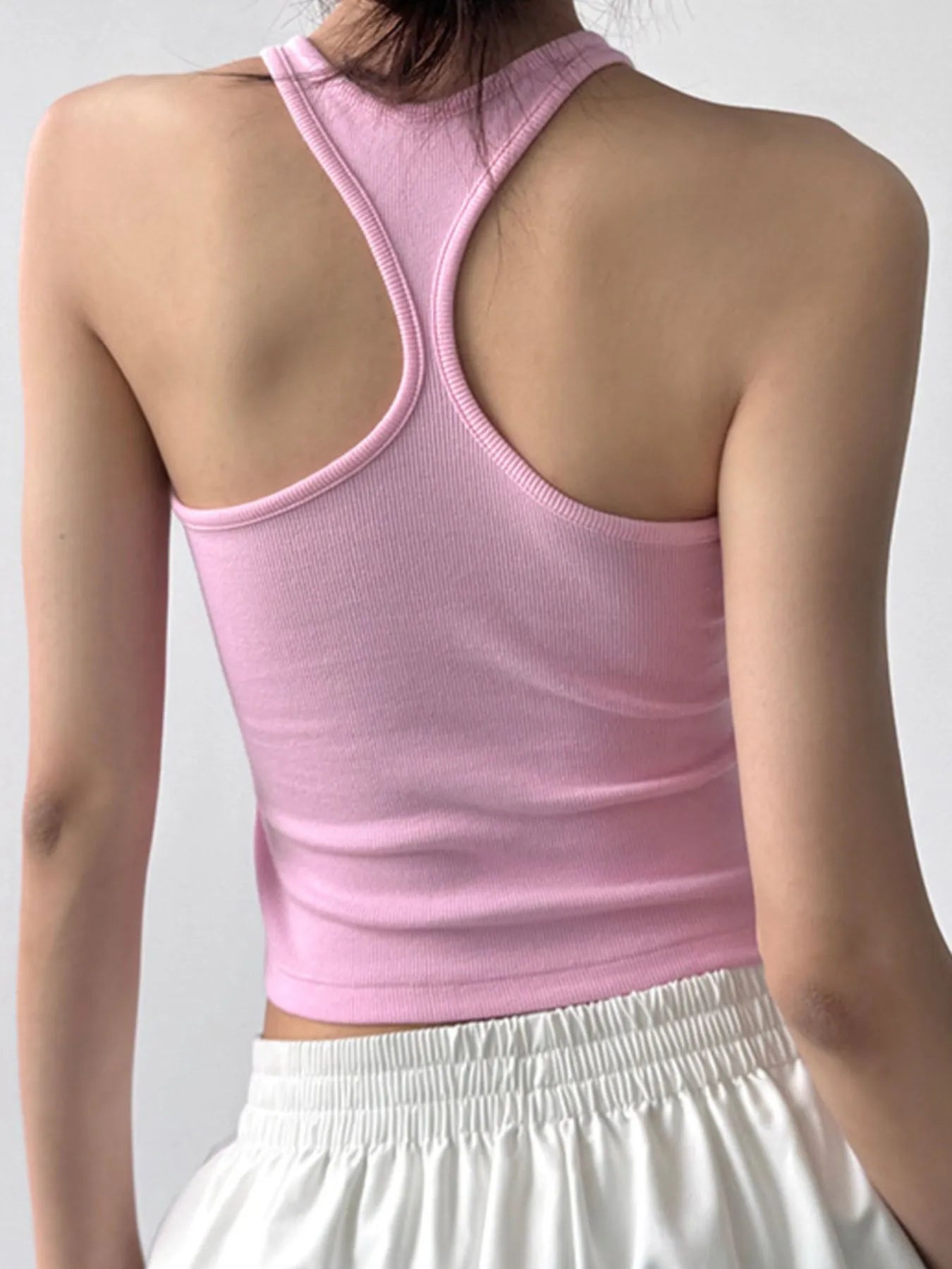 Ribbed Round Neck Crop Tank Top