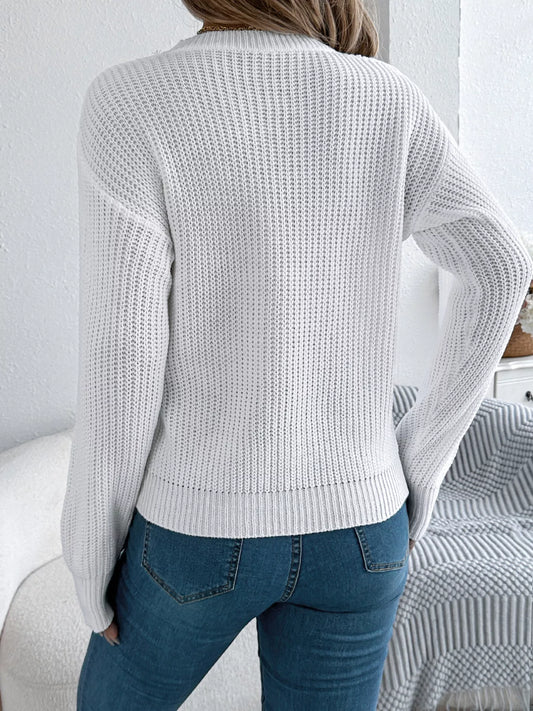 Openwork Round Neck Sweater