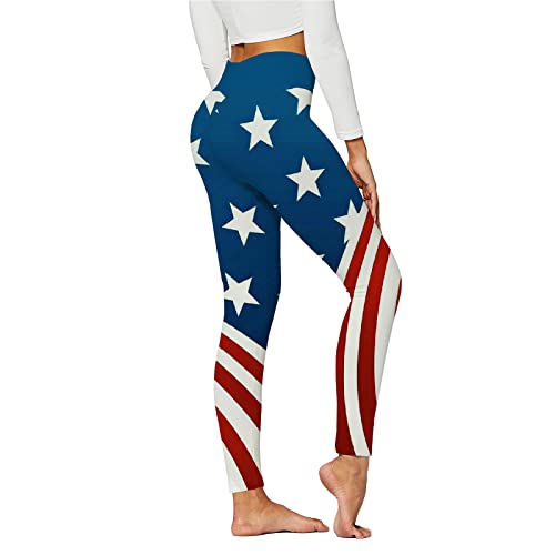 American Flag Pants - Patriotic High Waist Leggings for Women Fourth of July American Flag Patterned Compression Tights Women USA Flag