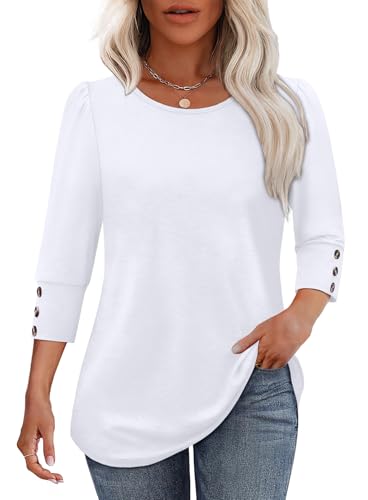 Fall Outfits for Women 2026 Tops for Teachers Dressy Casual Plus Size 3/4 Length Sleeve White Shirts Summer Womens Blouses Beach Vacation Clothes Fashion Clothing XL