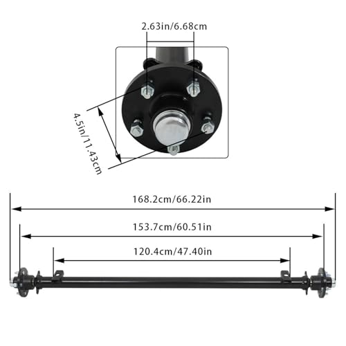 WFLNHB 3,500 lb Idler Trailer Axle 3500 lb Idler 5 Lug 61 Inch Hub Face 46 Inch Spring Center 48 Inch Wide Frame 5 on 4.5 Inch