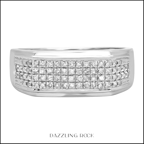 Dazzlingrock Collection 0.40 Carat (Cttw) Sterling Silver Round White Diamond Men's Micropave Hip Hop Wedding Band, Size 8.5