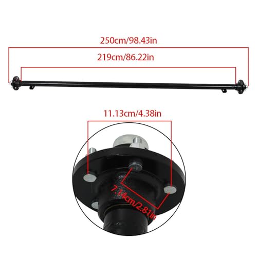 labwork 3500 lbs Trailer Axle with 5-Bolt - 4.5 95 Hub Face 80 Spring Center