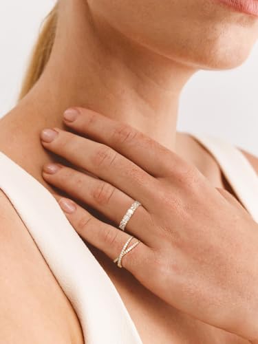 Wyyxl Emerald Cut Moissanite Ring Sterling Silver White Gold Plated 3 Carat Full Diamond Eternity Band Stackable Finger Jewelry Size 4 Pinky Baguette Ring