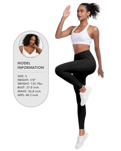 LZYVOO Leggings with Pockets for Women, 6 Packs Soft High Waisted Tummy Control Workout Yoga Pants(6Black-S)