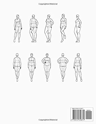 Plus Size Fashion Sketchbook: Curvy Figure Templates (212 Croquis with 10 Different Female Poses for Sketching Plus Size Women's Fashion Design Styles ... white cover) (Fashion Sketchbooks)