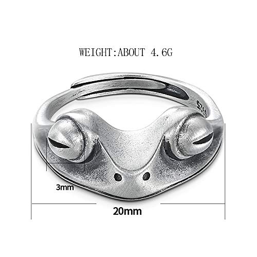 LOVECOM Real 925 Sterling Silver Frog Open Rings for Women Men Couples Vintage Cute Animal Finger Ring Silver Fashion Party Jewelry Birthday Graduation Gifts for Mom Daughter Father