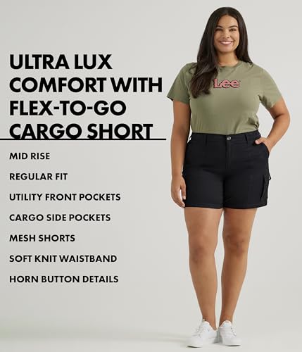 Lee Women's Ultra Lux Comfort with Flex-to-Go Cargo Short Union-All Black 16