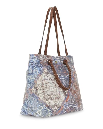 Lucky Brand Jema fabric tote Premium large Women’s Handbag for everyday & travel Durable purse with lots of interior function, braided detail, short and long double straps One Size US