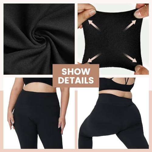 HLTPRO 3 Pack Plus Size Leggings for Women(X-Large - 4X)- High Waist Stretchy Soft Pants for Workout Running Yoga Black/Black/Black