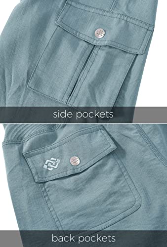MoFiz Womens Capris with Pockets Loose Fit Casual Capri Pants Dressy Lightweight Ladies Baggy Cargo Pants for Hiking Grey Blue
