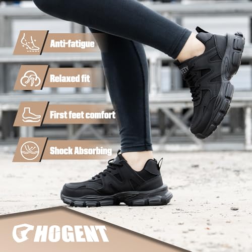 Steel Toe Shoes for Women Men Wide Non Slip Composite Work Sneakers Indestructible Comfortable Safety Tennis Shoes Lightweight Breathable Construction Sneakers Puncture Proof Ergonomic Design