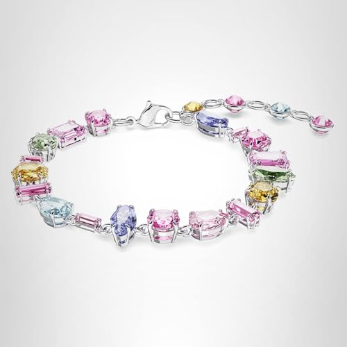 Swarovski Gema Soft Bracelet, Multicolored Crystals, Mixed Cuts, on Gold-Tone Finished Band, Part of the Swarovski Gema Collection