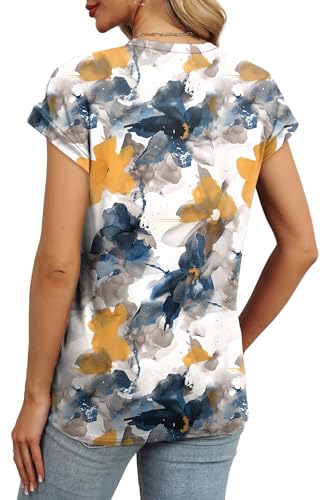 Alaroo Spring Tops for Women 2026 Casual Dressy Tops for Women Short Sleeve Shirts Print 08 M