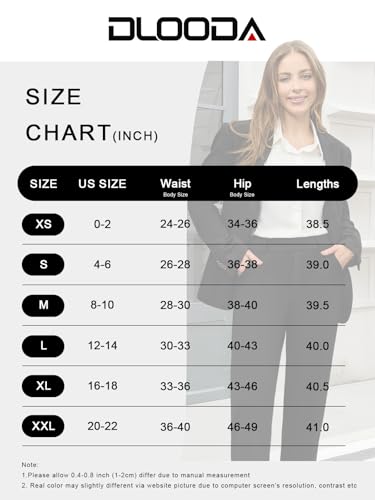 DLOODA Stretchy Work Pants Women High Waisted Pull On Dress Pants Office Business Casual Slacks with Pockets Black Meduim
