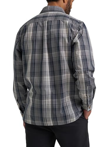 Wrangler Men's Long Sleeve Plaid Woven Shirt, Smoke Pearl Plaid,4X