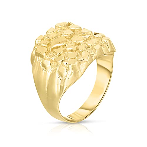 Floreo Men's 10k Yellow Gold 17.5mm Lite Square Nugget Ring, Size 12