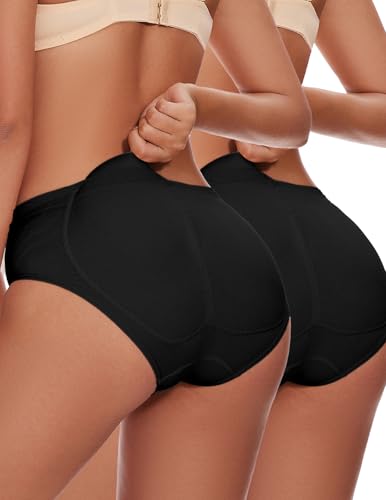 Skims Butt Pads - Butt Lifter Panties Shaperwear for Women Seamless Hip Enahncer Body Shaper Boyshort Padded Underwear 2pack(black+black)-1
