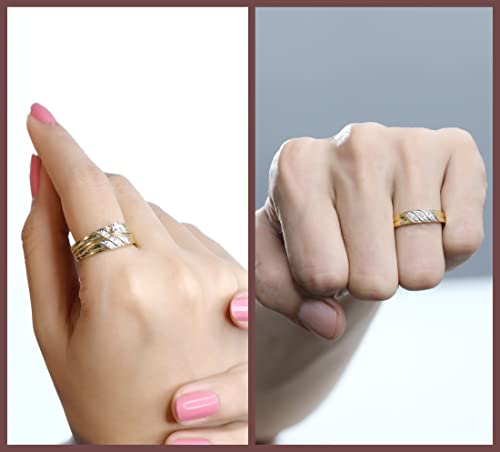 Dazzlingrock Collection 0.10 Carat Round White Diamond Illusion Wedding Trio Ring Set in Yellow Gold Plated Sterling Silver, Women size 10 and Men size 10.5